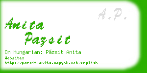 anita pazsit business card